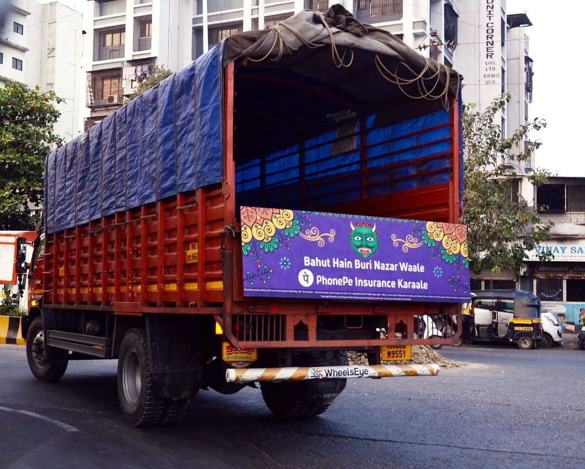 PhonePe puts catchy phrases on tailgates of trucks to promote its motor insurance products