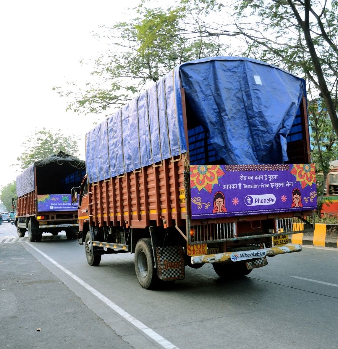 PhonePe puts catchy phrases on tailgates of trucks to promote its motor insurance products