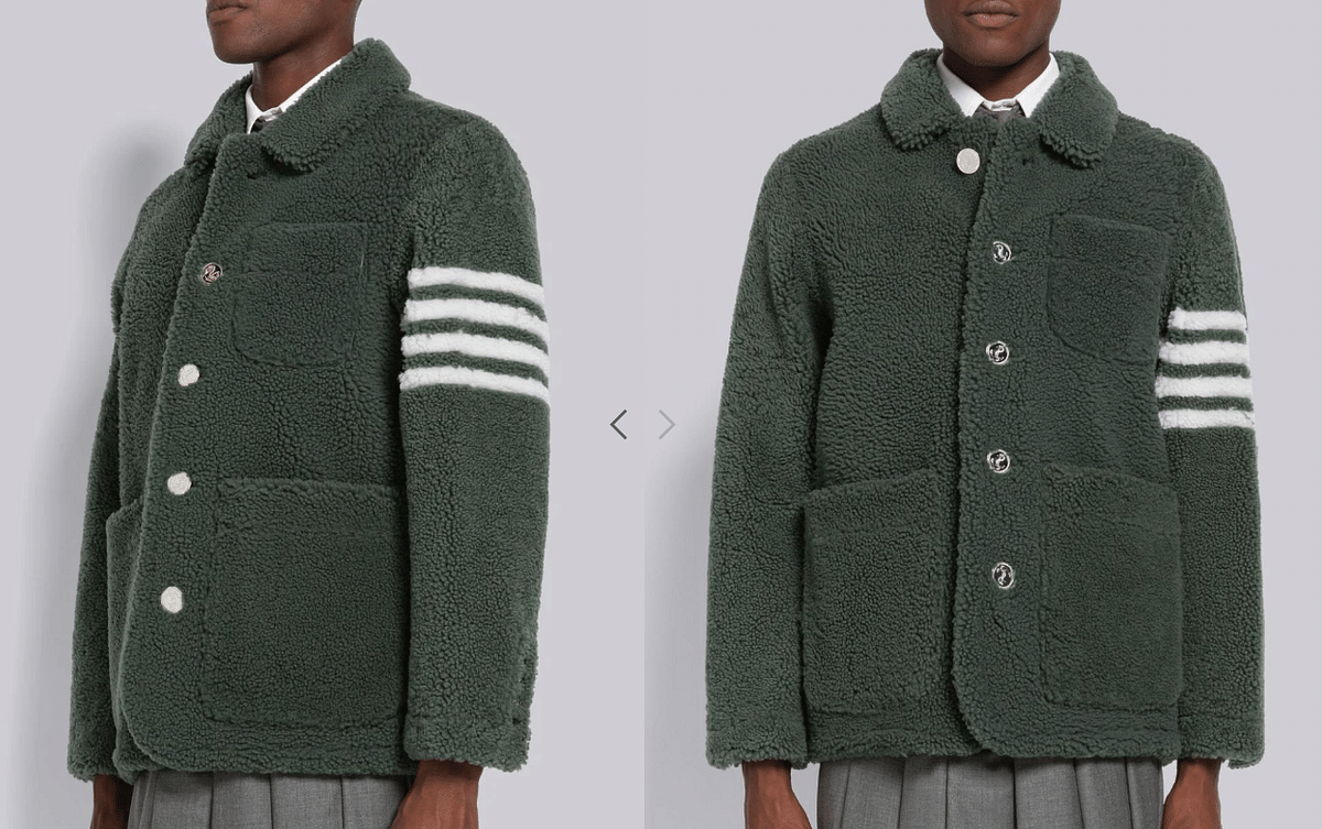 The four stripes on Thom Browne clothing. 