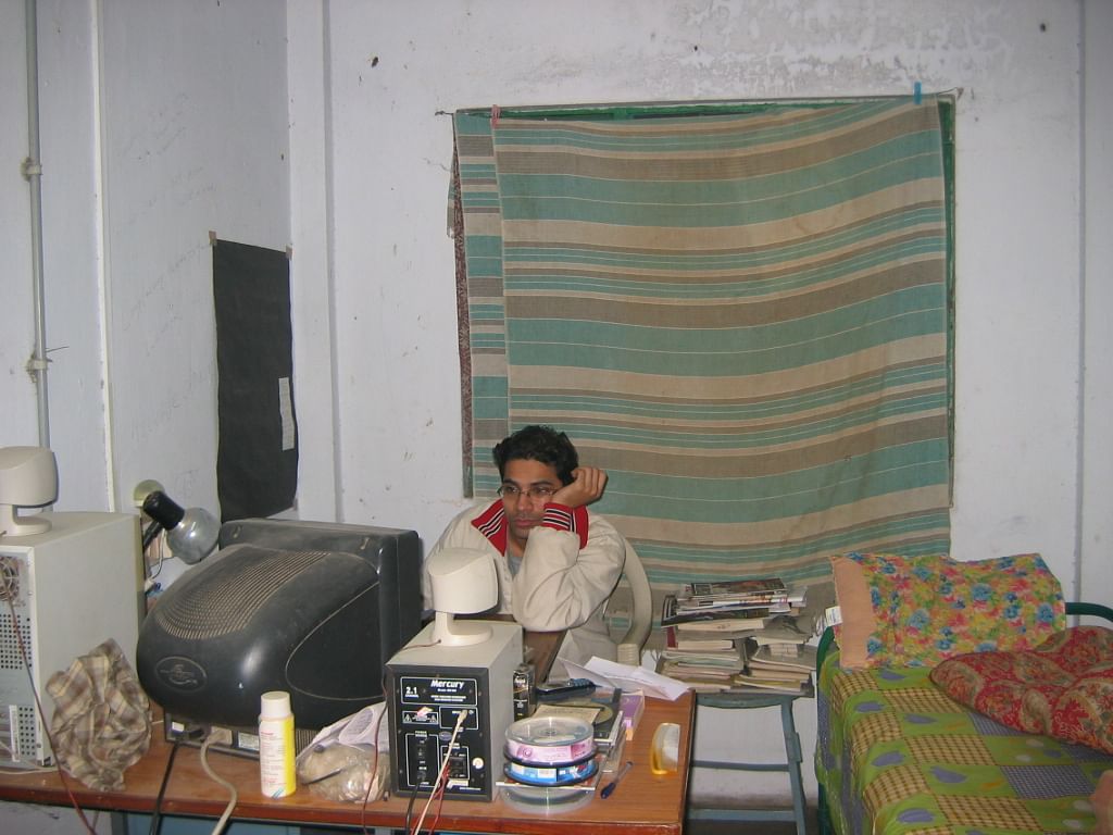 Working on editing his first video in the IIT Kharagpur hostel, 2005.

