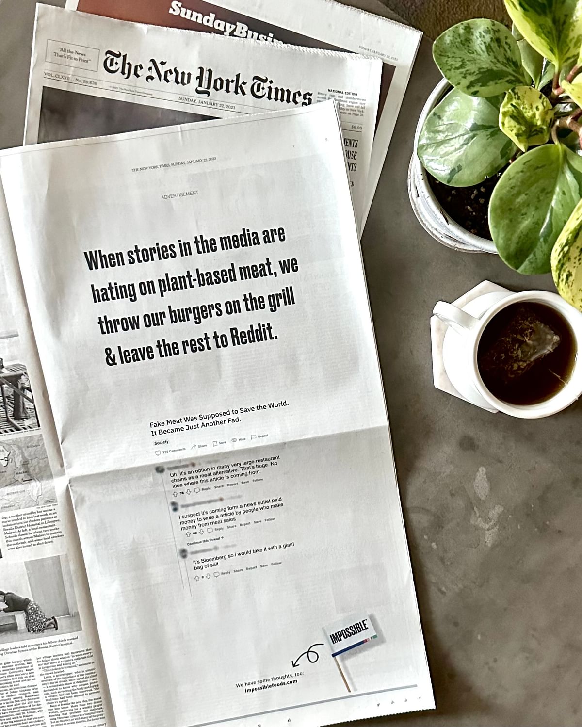 Impossible Foods' NYT ad