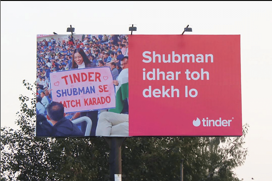 Tinder's billboard move evokes a response from cricketer Shubman Gill