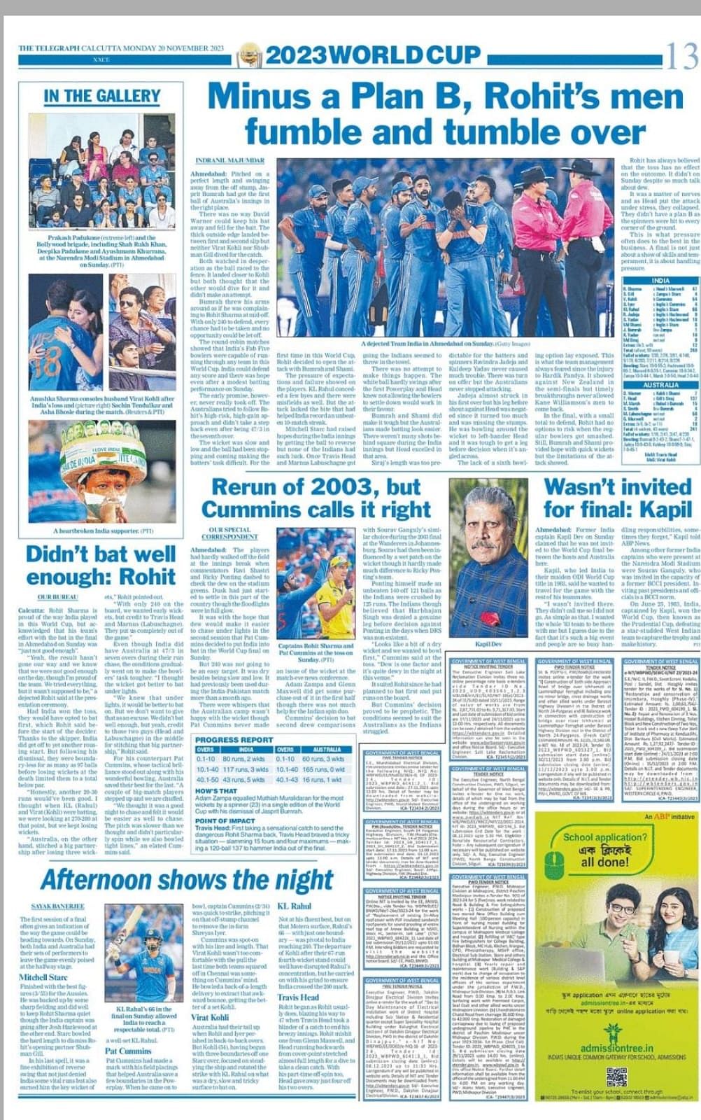 The Telegraph turns blue in tribute to the Indian team