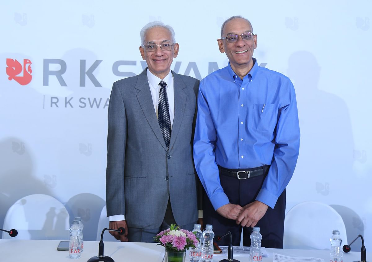  Mr. Srinivasan K Swamy (Mr. Sundar Swamy), (Chairman And Managing Director, R K Swamy Limited) and Mr. Narasimhan Krishnaswamy (Mr. Shekar Swamy), (Group CEO And Whole Time Director, R K Swamy Limited) at the press conference in connection to R K Swamy Limited’s Initial Public Offering (IPO).