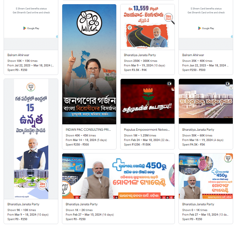 Majority of ads featured PM Narendra Modi