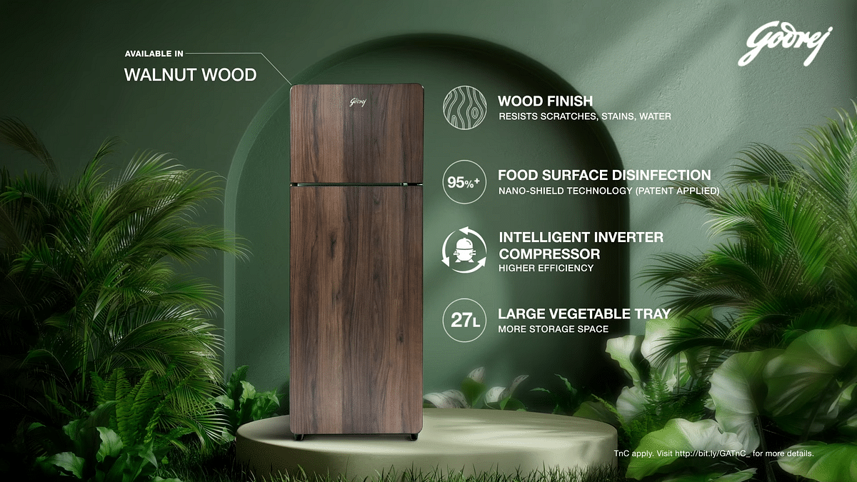 Nature-inspired refrigerator with wood-finish