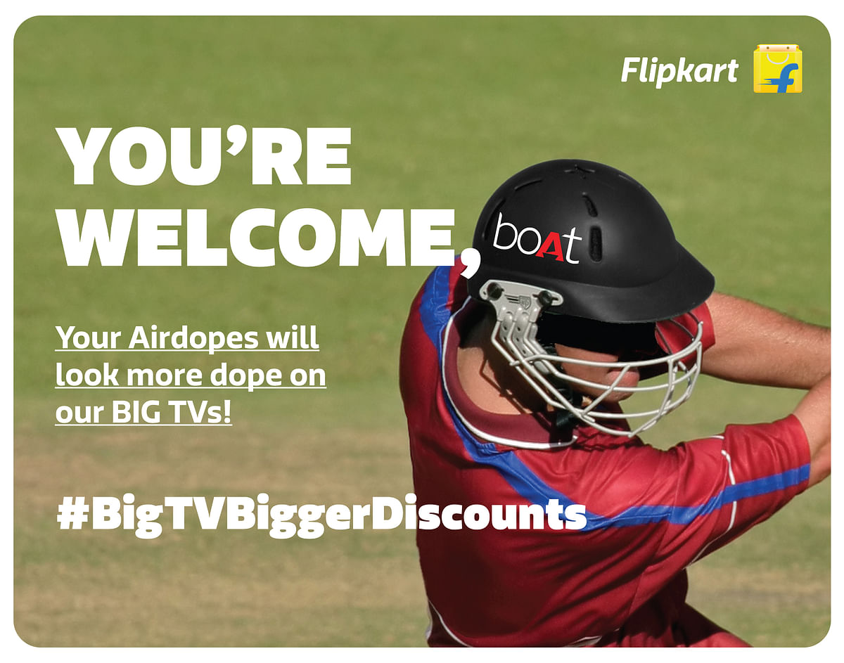 Flipkart's billboard message to boAt for IPL 2024 #BigTVBiggerDiscounts campaign