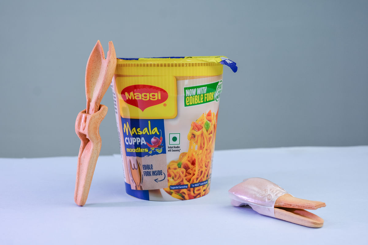 Maggi introduces an edible fork made from wheat flour 
