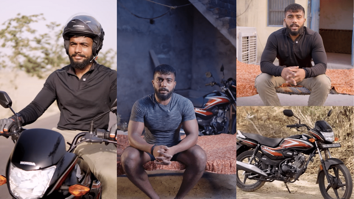 Fitness influencer Ankit Baiyanpuriya rides Honda Motorcycle and Scooter India’s Shine 100 motorcycle