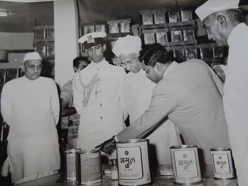 President S Radhakrishnan visiting the Amul plant in 1962