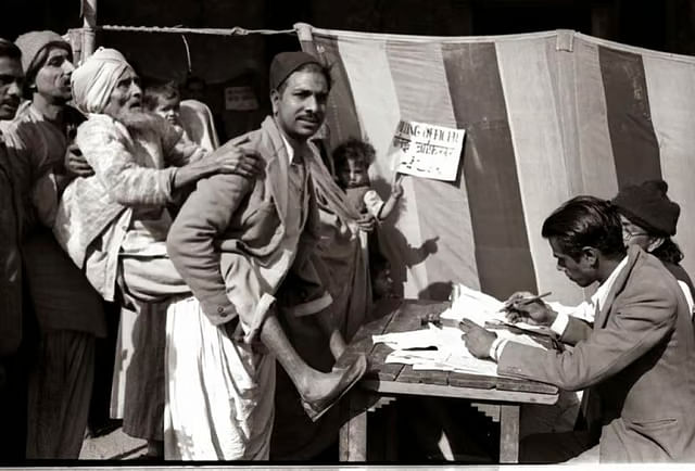 A polling booth in Delhi during the 1951 Lok Sabha elections