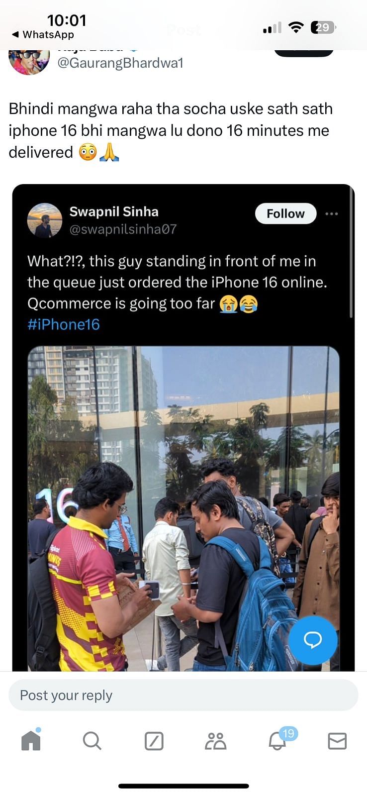 Mumbai man jumps queue to get the iPhone 16