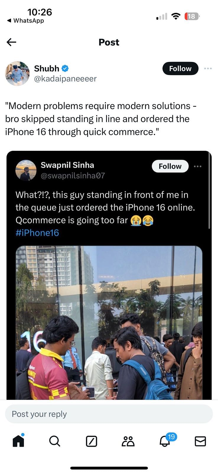 Mumbai man jumps queue to get the iPhone 16