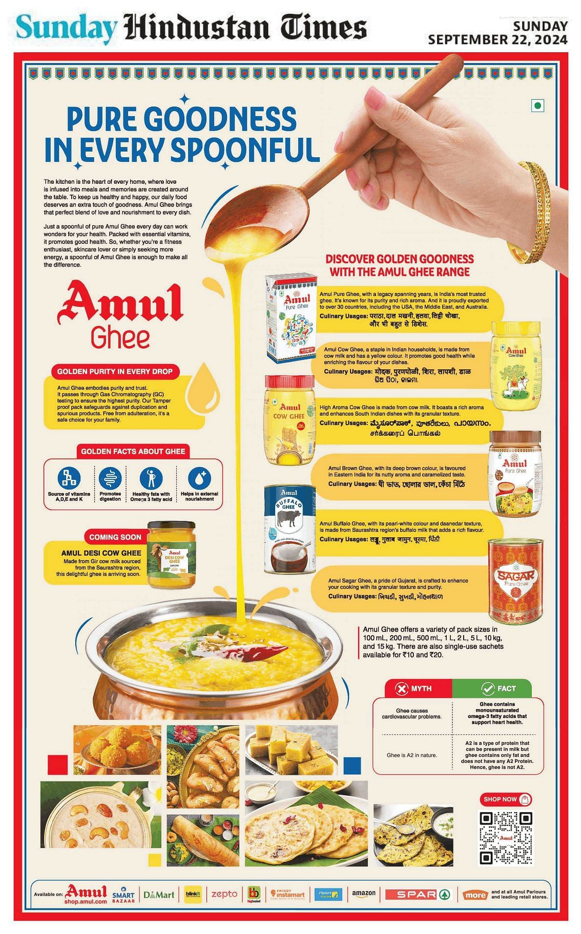 Amul highlights purity of its ghee in Hindustan Times print ad amid Tirupati 'prasadam' controversy