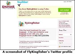 Kingfisher Airlines is tweeting