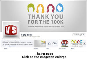 Vijay Sales says one lakh thanks on Facebook