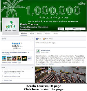 A million fans for Kerala Tourism