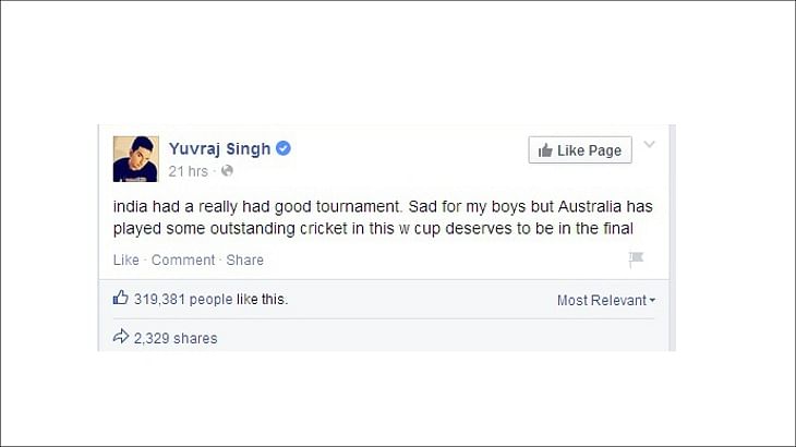 Facebook shares data on India-Australia semifinal