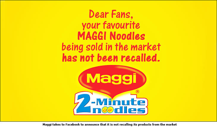 "No ban on Maggi," says Nestl&#233; India on Facebook page