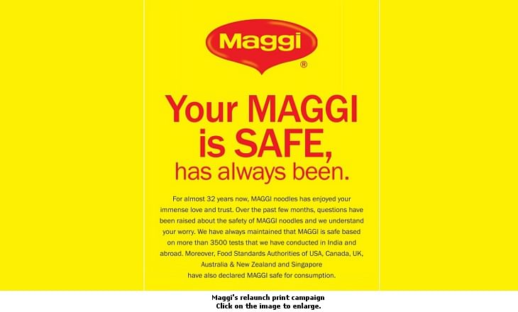 "Your Maggi Is Safe," says Nestl&#233; in print ad