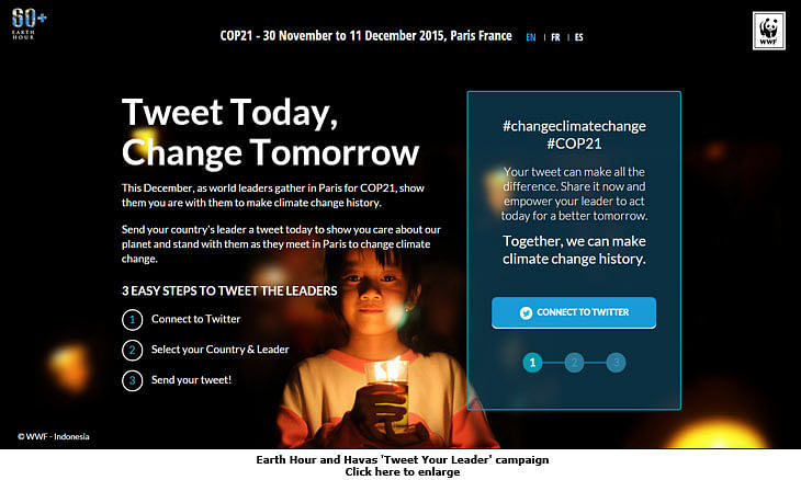 WWF's Earth Hour partners with Mobext to launch 'Tweet Your Leader' campaign
