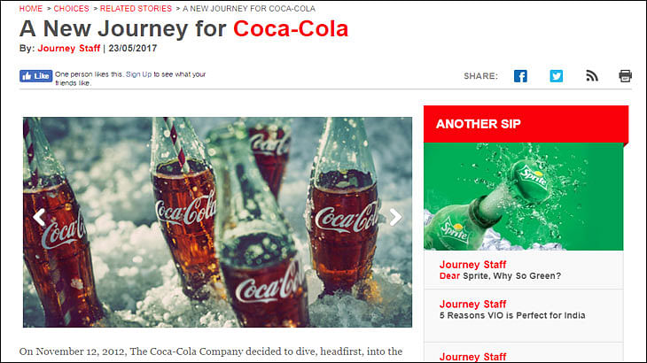 Coke tries out 'brand journalism'; Brings e-magazine 'Journey' to India