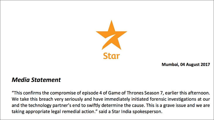 Game of Thrones season 7 episode 4 leaked; Star India confirms compromise