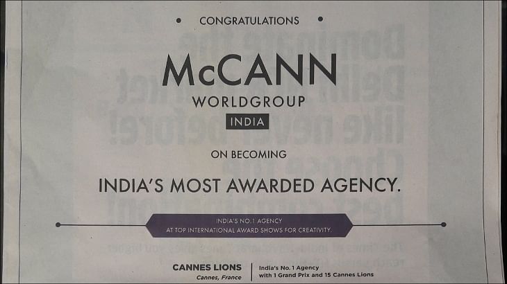 McCann shows off awards glory in print ad