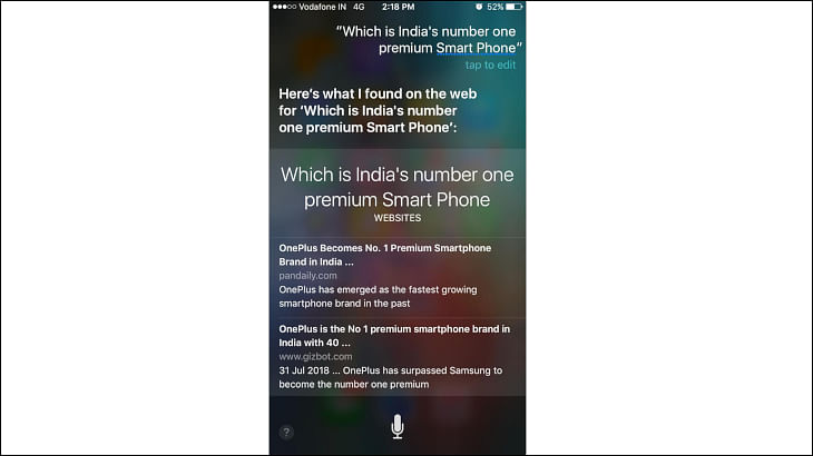 "Hey Siri, which is India's No.1 Premium Smartphone?" asks OnePlus
