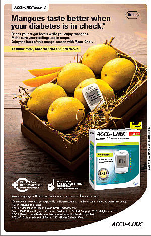 A box full of mangoes in a glucometer ad?