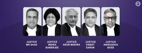Justices Arun Mishra, Indira Banerjee, Vineet Saran, MR Shah and Krishna Murari of the Supreme Court