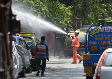 Disinfectant spray on roads