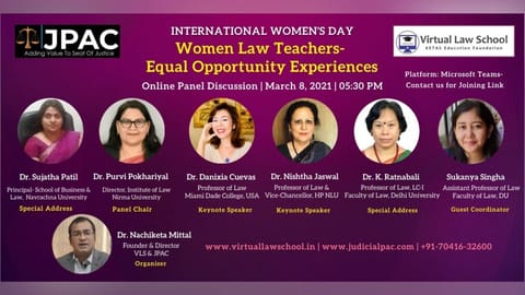 Attend: Panel Discussion on ''Women Law Teachers- Equal Opportunity Experiences'' (March 8)