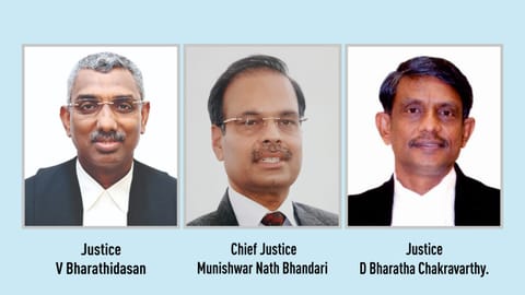 Chief Justice Munishwar Nath Bhandari, Justice V Bharathidasan and Justice  D Bharatha Chakravarthy.