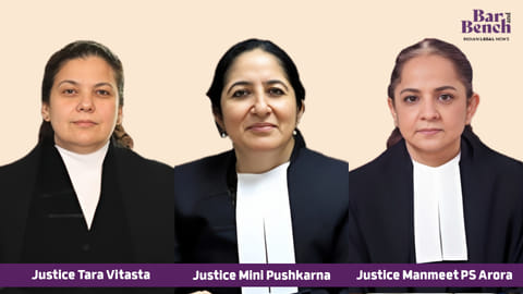 Justices Tara Vitasta, Mini Pushkarna and Manmeet Pritam Singh Arora