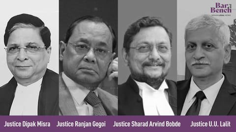 [L-R] Justice Dipak Misra, Justice Ranjan Gogoi, Justice Sharad Arvind Bobde and Justice UU Lalit