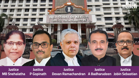Justices MB Snehalatha, P Gopinath, Devan Ramachandran, A Badharudeen, and Jobin Sebastian