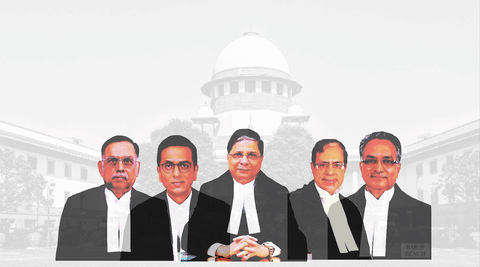 From Left to Right - Justice Ashok Bhushan, Justice DY Chandrachud, CJI Dipak Misra, Justice AK Sikri and Justice AM Khanwilkar