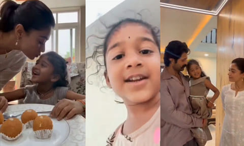 
குட்டி ரசிகையின் விருப்பத்தை நிறைவேற்றிய ராஷ்மிகா-விஜய் தேவரகொண்டா தம்பதி!