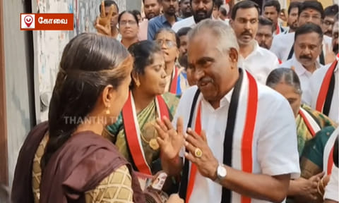 தெலுங்கில் பேசி வாக்கு சேகரித்த அ.தி.மு.க. வேட்பாளர் அம்மன் அர்ஜுனன் 