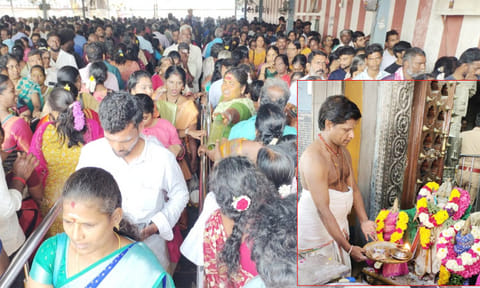 சிறுவாபுரி முருகன் கோவிலில் தரிசனம் செய்ய திரண்டிருந்த பக்தர்கள்