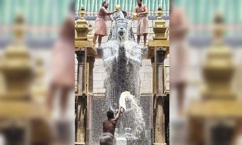ஆஞ்சநேயருக்கு பாலாபிஷேகம்