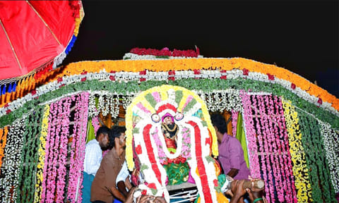 புஷ்ப பல்லக்கில் எழுந்தருளிய சுவாமி
