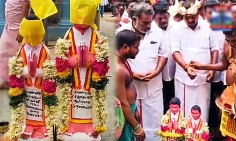 முதல்-அமைச்சர் விஜய்க்கும், தனக்கும் சிலை வைத்து வழிபட்ட வீட்டு வசதி துறை அமைச்சர் ராஜ்குமார்