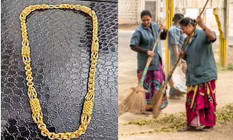 குப்பையில் கிடந்த 3 பவுன் தங்க சங்கிலி: உரிமையாளரிடம் ஒப்படைத்த தூய்மைப் பணியாளர் - குவியும்  பாராட்டு