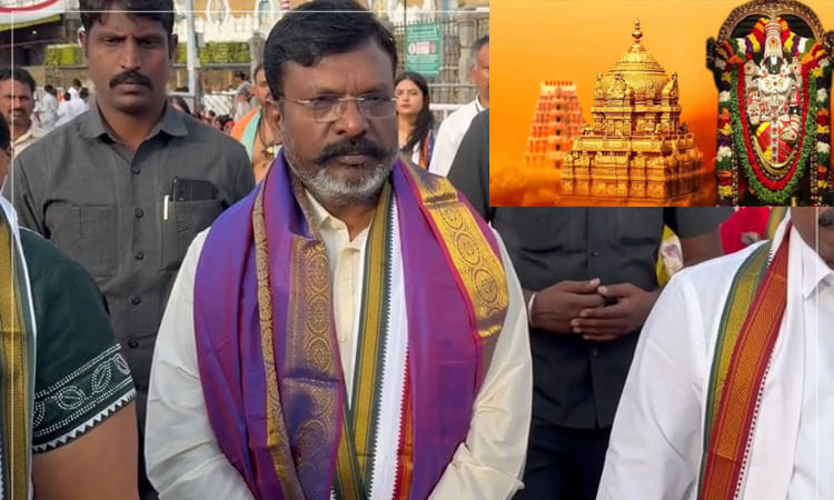 திருப்பதி ஏழுமலையான் கோவிலில் திருமாவளவன் சாமி தரிசனம்

