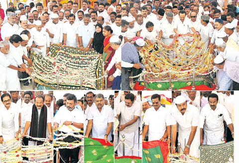 123-வது பிறந்தநாள்: காயிதே மில்லத் நினைவிடத்தில் அரசியல் கட்சி தலைவர்கள் மரியாதை