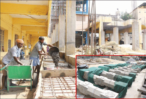 சேலம் கோட்டை மாரியம்மன் கோவிலில் திருப்பணிகள் தீவிரம்