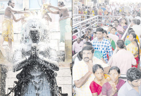 நாமக்கல் ஆஞ்சநேயர் கோவிலில் சிறப்பு அபிஷேகம் திரளான பக்தர்கள் சாமி தரிசனம்