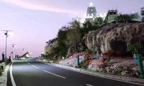 சோலார் மின்விளக்குகளால் ஜொலிக்கும் விராலிமலை முருகன் கோவில்